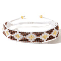 Go2boho Bohemian Handmade Bangles Women's Fashion Jewelry Braided Flower Design Woven Glass Beaded Bracelets for New Gifts
