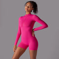 New Arrival Solid Color Tight High Elasticity Jumpsuit Sports Fitness Shorts Jumpsuit Yoga Suit With Zipper