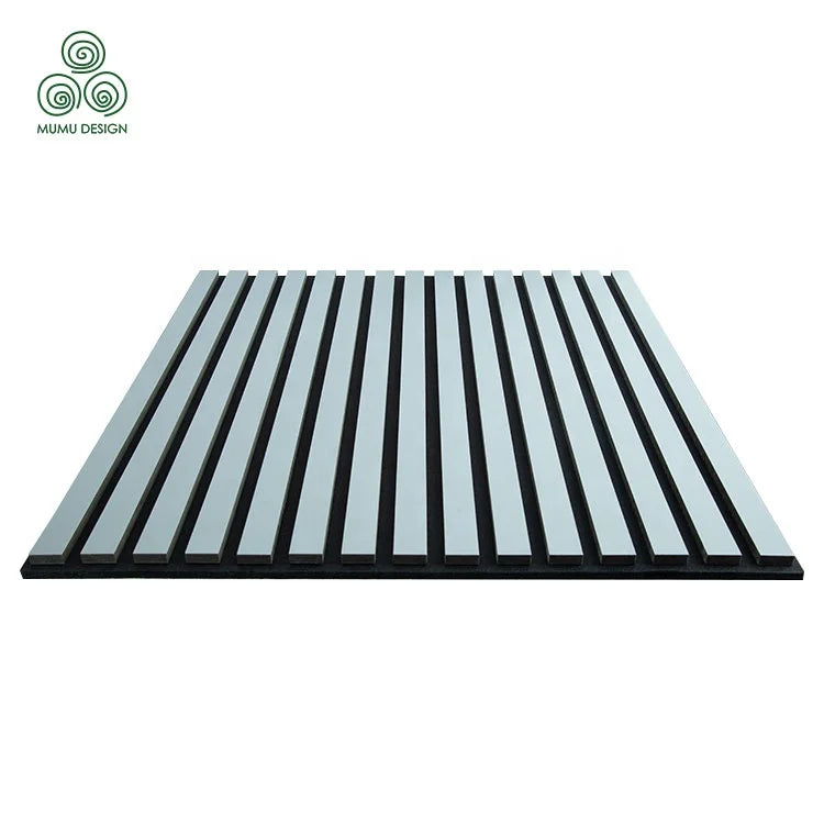 MUMU Wooden Strip Fluted Patterns Wool Wood Slats Acoustic Timber Board Sound Insulation Absorbing Wall Panel