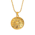 Fashionable Waterproof High Quality PVD Plated Stainless Steel Jewelry Stylish Unique Inlaid Zircon Round Pendant Necklace