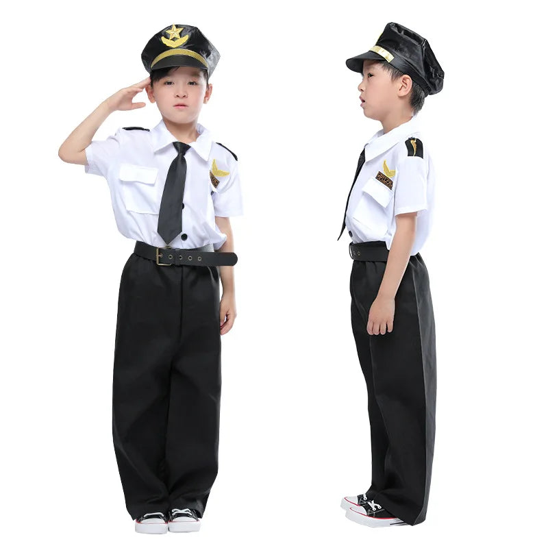 Dress up Deluxe Children Pilot Costume Set Young Captain Role Play  Suit