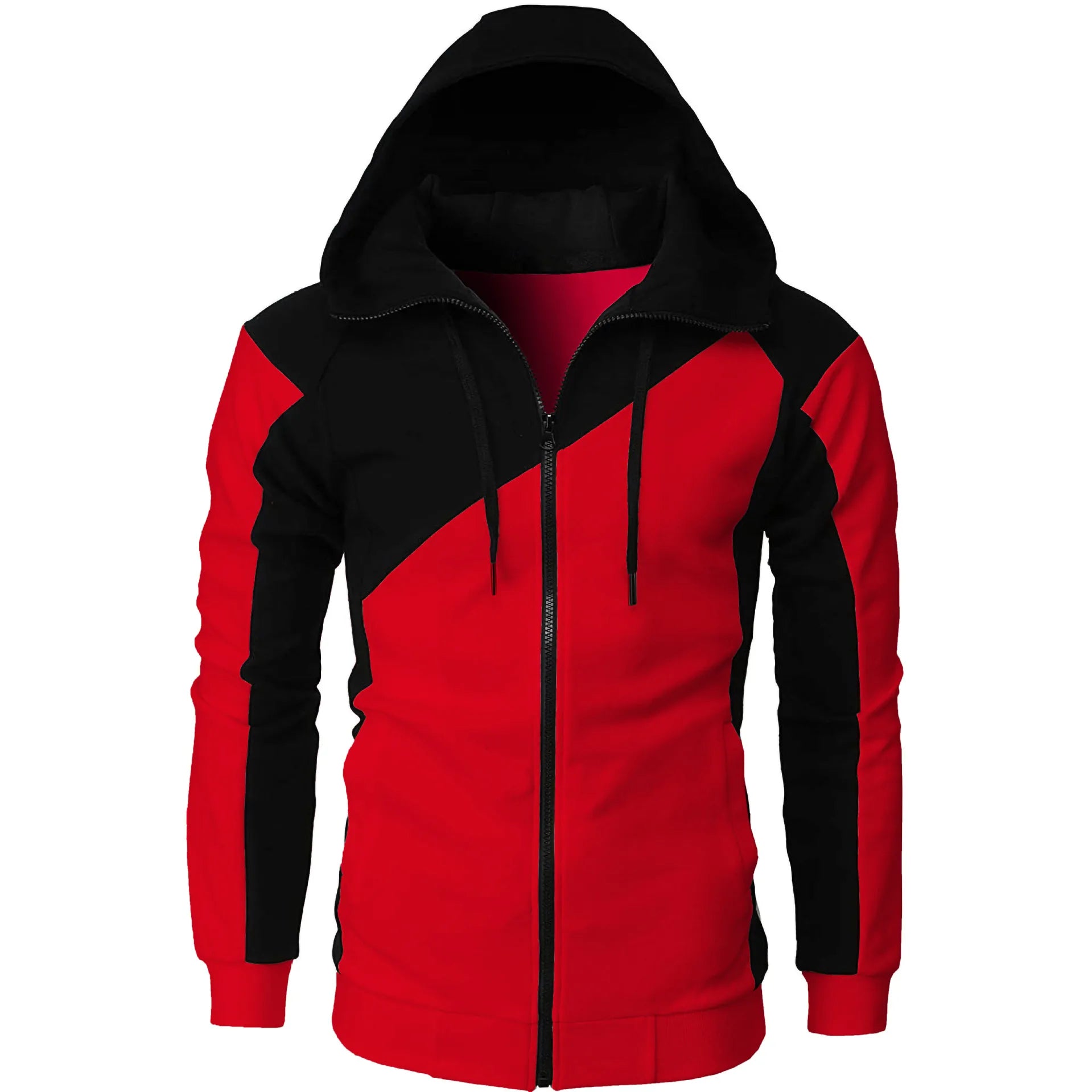Fashion Mens Hoodies Novelty Contrast Color Zipper Hoody Casual Sport Sweatshirts With Pocket Cardigan Long Sleeve Men Clothes