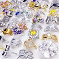 Wholesale Jewelry Ring Mixed Crystal Color Zirconium Ring Heavy Industry Micro-Inlaid Silver Plated Gemstone Ring