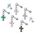 G23 Titanium Stud Earrings Piercing 16G Ear Nose Studs With Cross Pendant Zircon Earring Conch Helix Daith Labret Jewelry