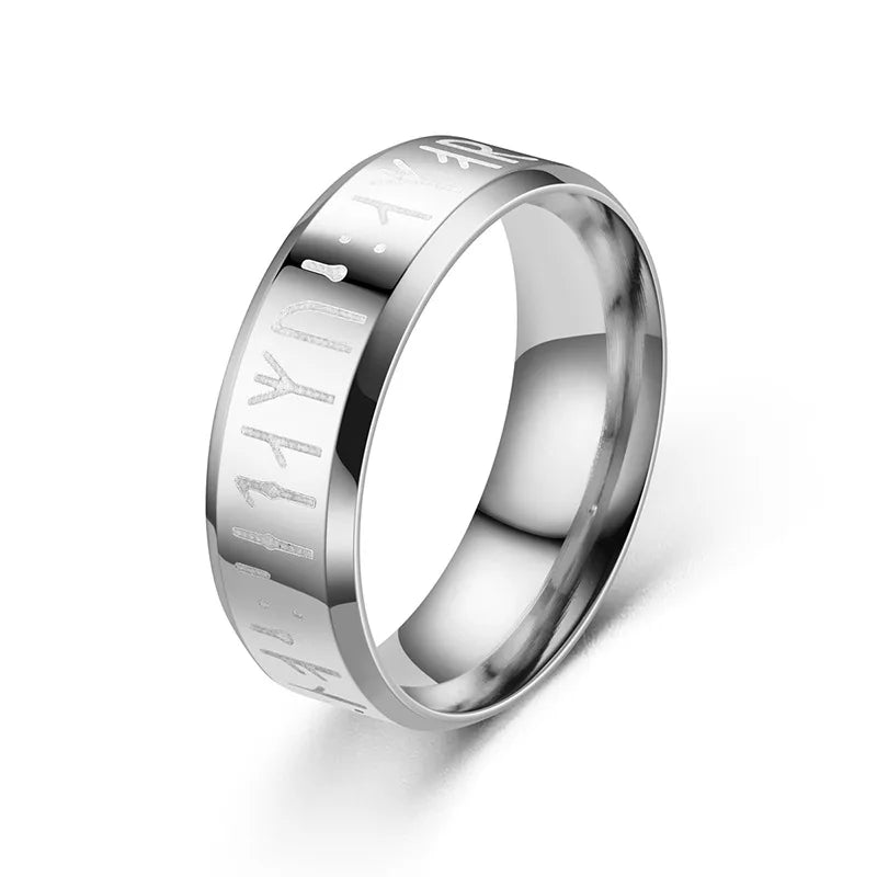 Viking Alphabet Men's Stainless Steel Ring Embrace the Mystical Loon Alphabet With This Unique Finger Ring