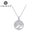 Tree of Life Pendant Necklace Halo 1mm D Color Moissanite Necklace 925 Silver Girls Fine Jewelry for Women Men