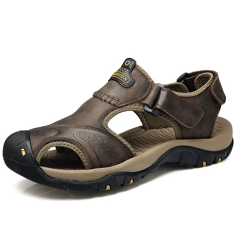 Hot Selling Summer Men's Sports Beach Outdoor Sandals Cheap Leather Slip-On with Anti-Slip Feature Close Toe Design