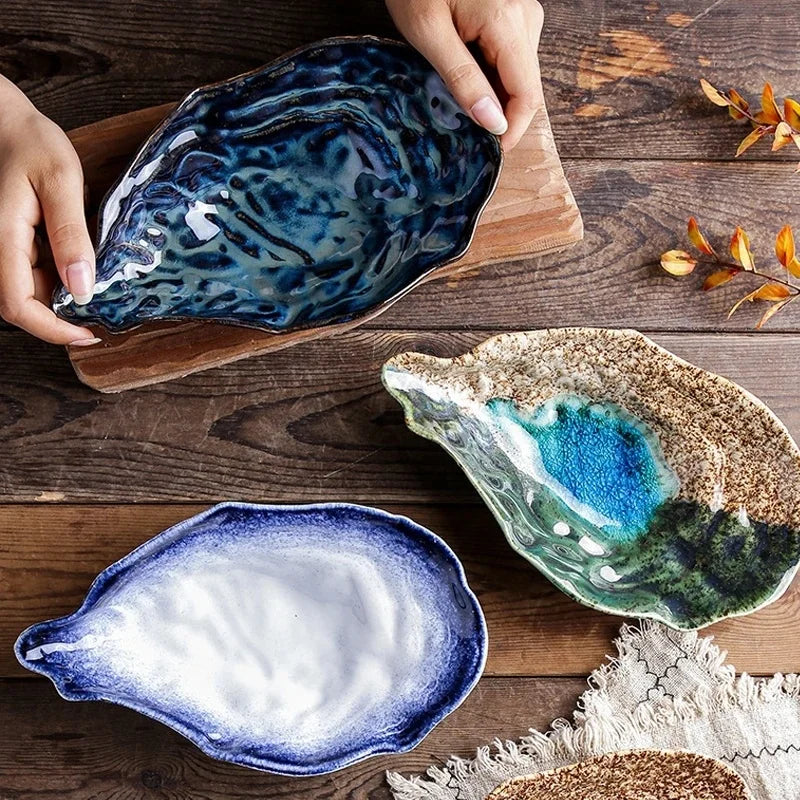 Shell Plates Creative Shell Shape Ceramic Tableware Sushi Dishes Sashimi Snacks Plate Japanese Restaurant Decoration Dish