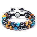 Triple Protection Blue Tiger Eye Hematite Energy Bracelet for Men Women