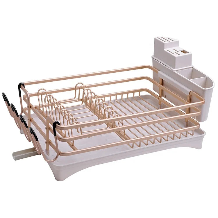 Dish Drying Rack With Drip Tray Holder Home Kitchen Sink Storage Shelf Drainer Organizer
