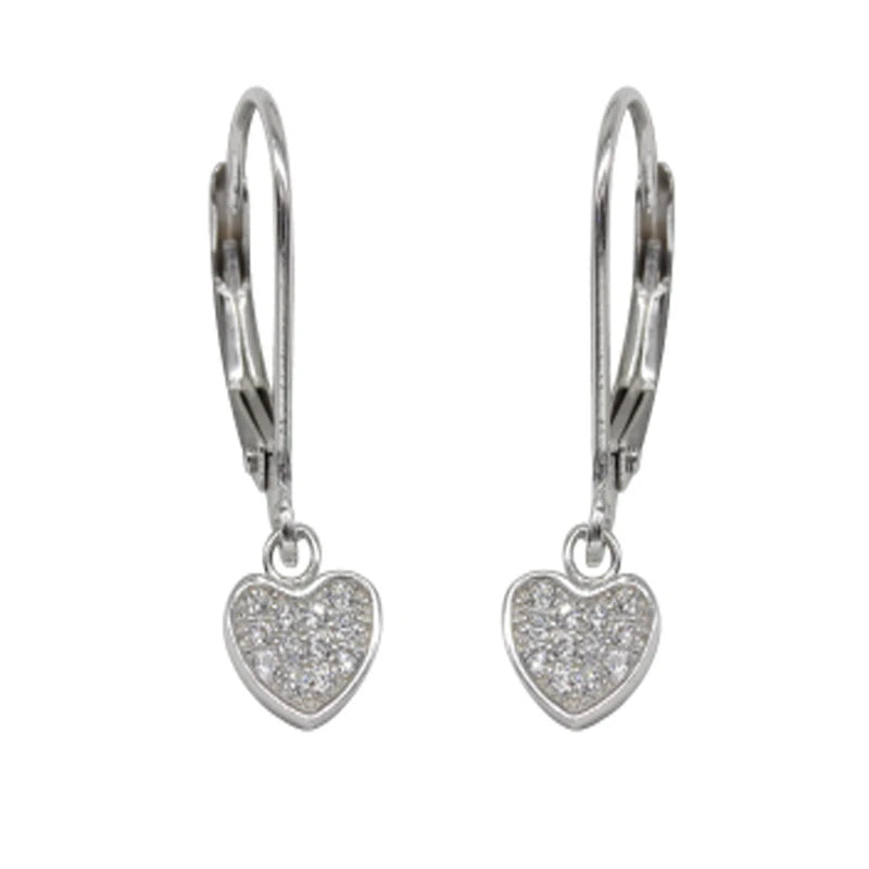 925 Sterling Silver Heart Jewelry Cubic Zirconia Stone French Lock Hoop Earrings for Women