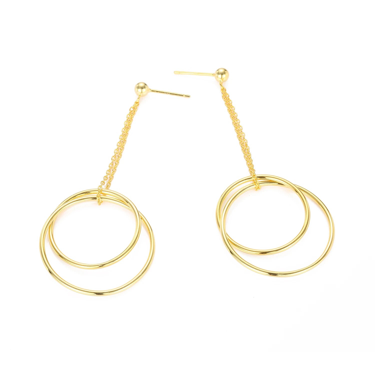 316L Stainless Steel Trend 14K Gold Double 30mm/24mm Ring Circle Stud Hoop  Earrings