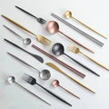 Stainless Steel Copper Knife Spoon Fork Matte Flatware Black Rose Gold Cutlery Set for Wedding