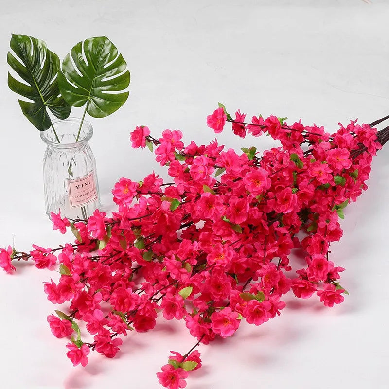 120cm pink Artificial Cloth Peach Blossom Flower Branch for Home Decoration Artificial Plant Outdoor Garden Landscape