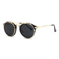 Women Men Double Lens Metal Sunglasses Pink Silver Blue Shades UV400 Round Steampunk Sunglasses