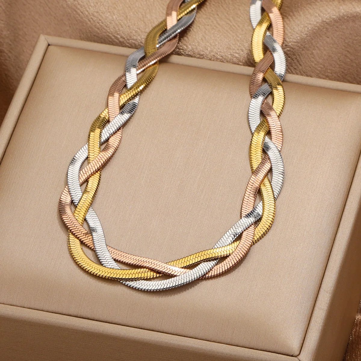 SC Hot Sale Gold Silver Plated Bracelet Simple Stainless Steel Bracelet Necklace Set Vintage Multilayer Chain Bracelet for Women