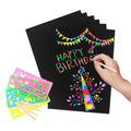 Kids Graffiti Paper Scratch CardRainbow Scratch Paper Note for Art Painting with Stencil and Sticker