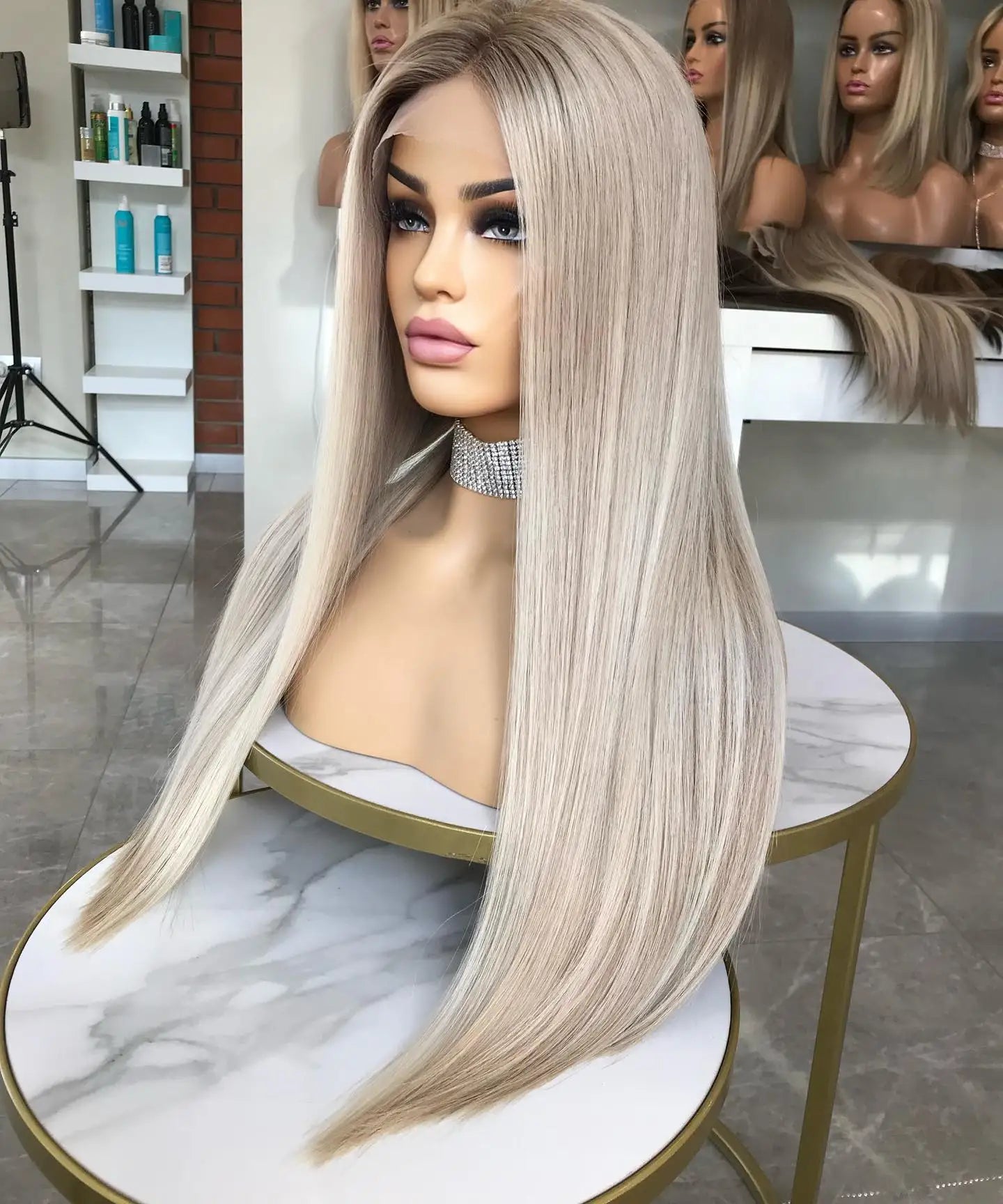 Silk Straight Top Quality White Platinum European Virgin Human Hair Jewish Wig 13*4 Transparent Lace Front Kosher Wig for Women