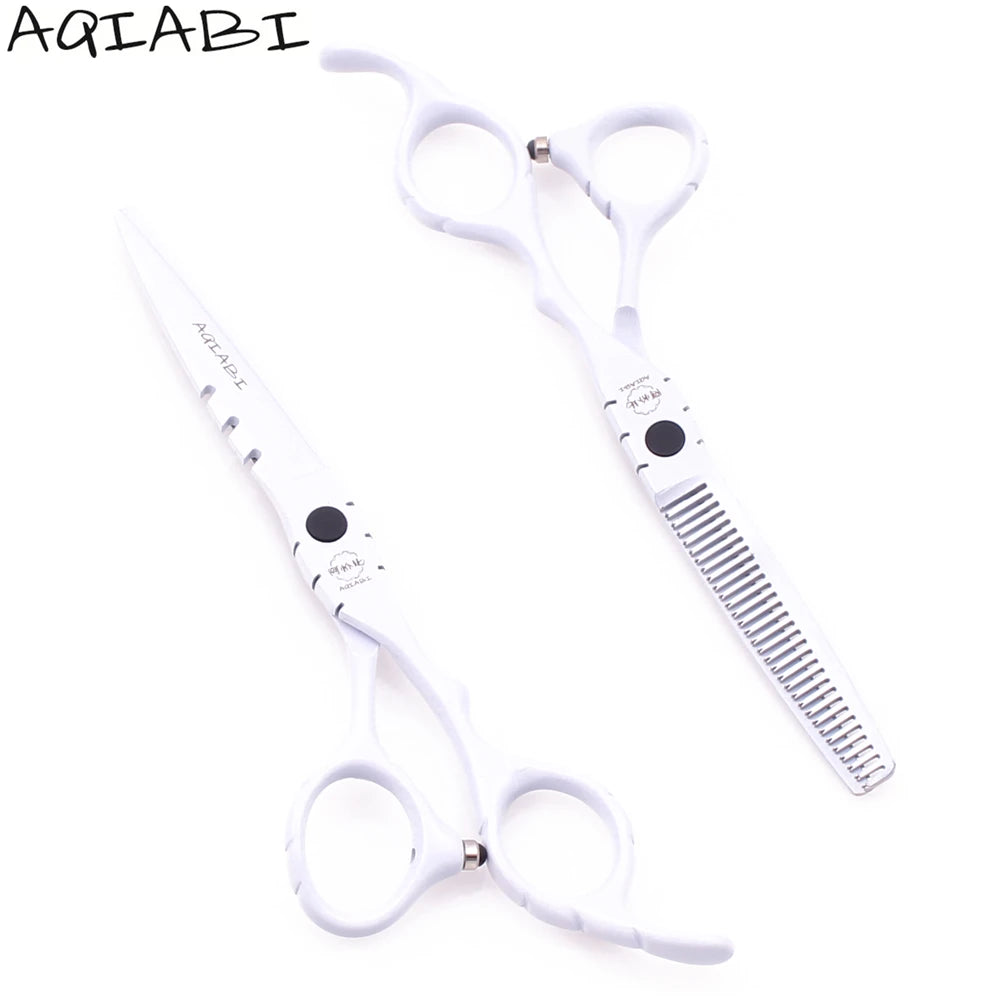 Professional Barber Scissors 5.5'' 6" Japan Stainless White Hair Cutting Scissors Thinning Shears Hair Scissors A1010