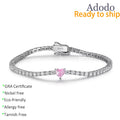 Fine Jewelry Heart Cut 0.5 CT VVS GRA Pink Moissanite Bracelets S925 Sterling Silver Rhodium Plated Tennis Chain for Women