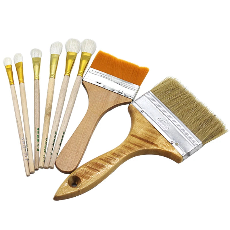 Wood Handle Brush Tool for Painting Gilding Gold Leaf Brush Edible Gold Leaf for Food Oil Painting Pens Gold Foil Tools