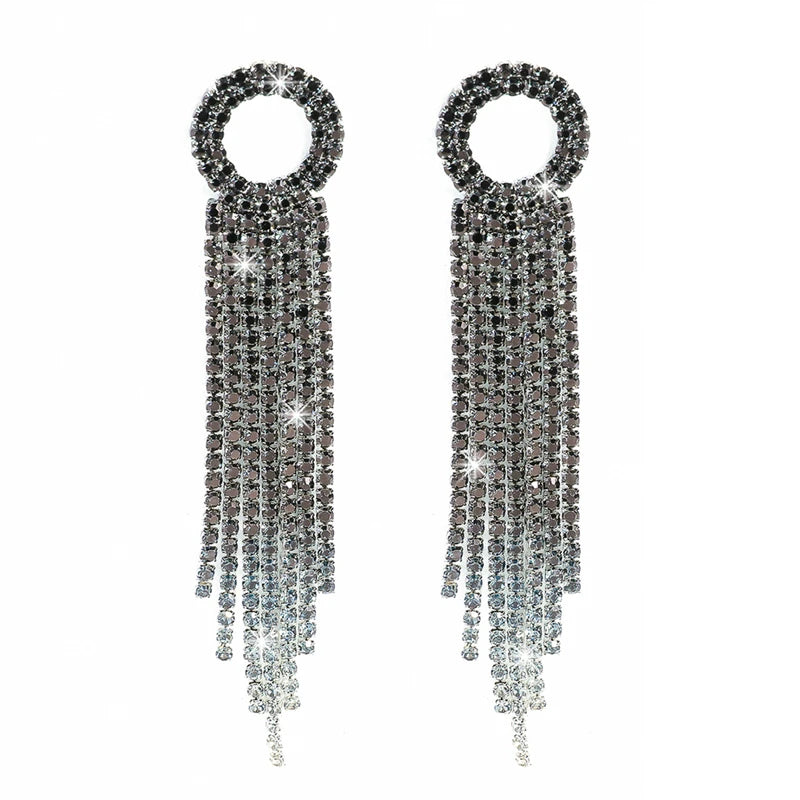 Hot Selling Rhinestone Earrings Dangling for Women Chandelier Statement Tassel Earrings Girls