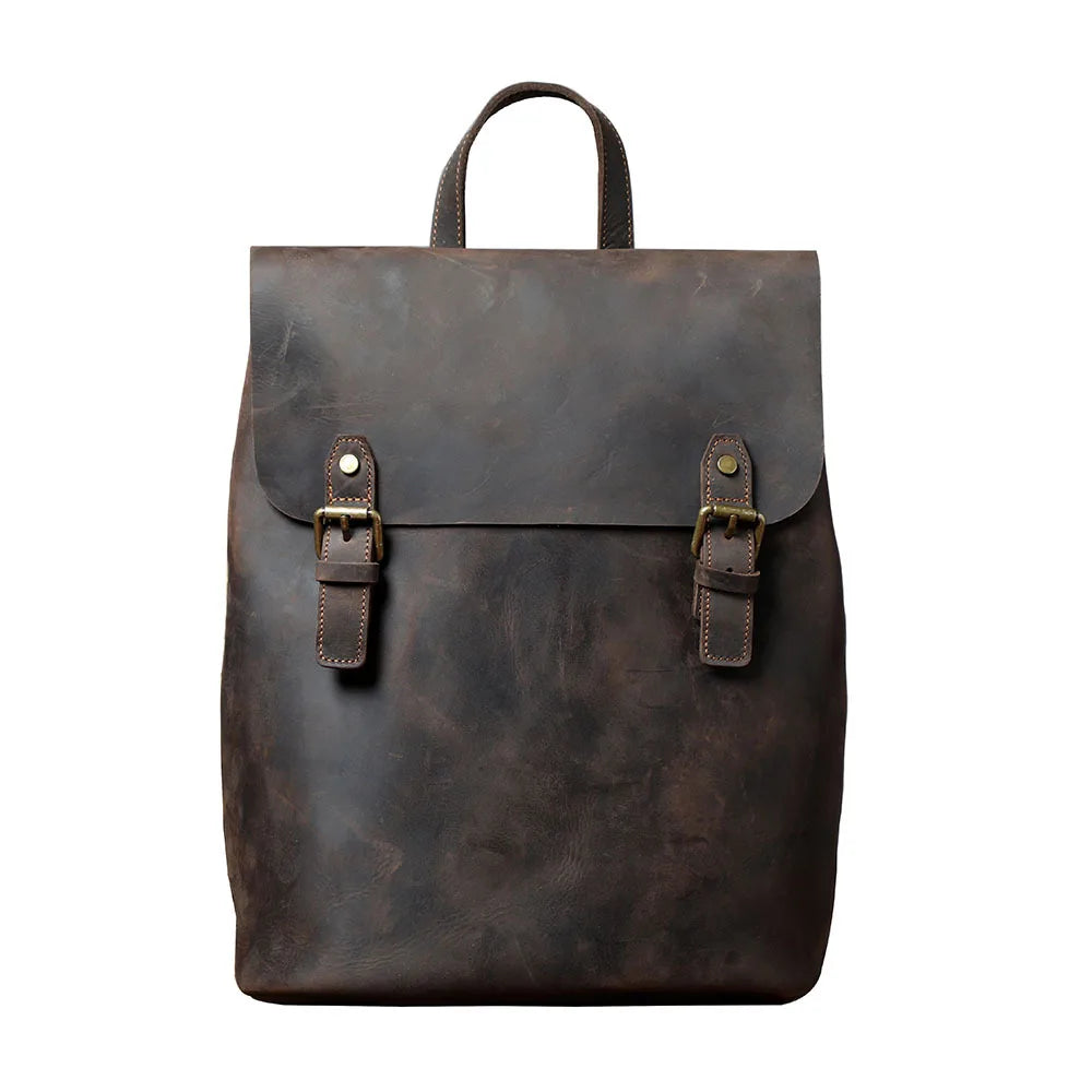 Vintage Breathable Exquisite Real Leather Fashion School Travel Computer Rucksack Backpack