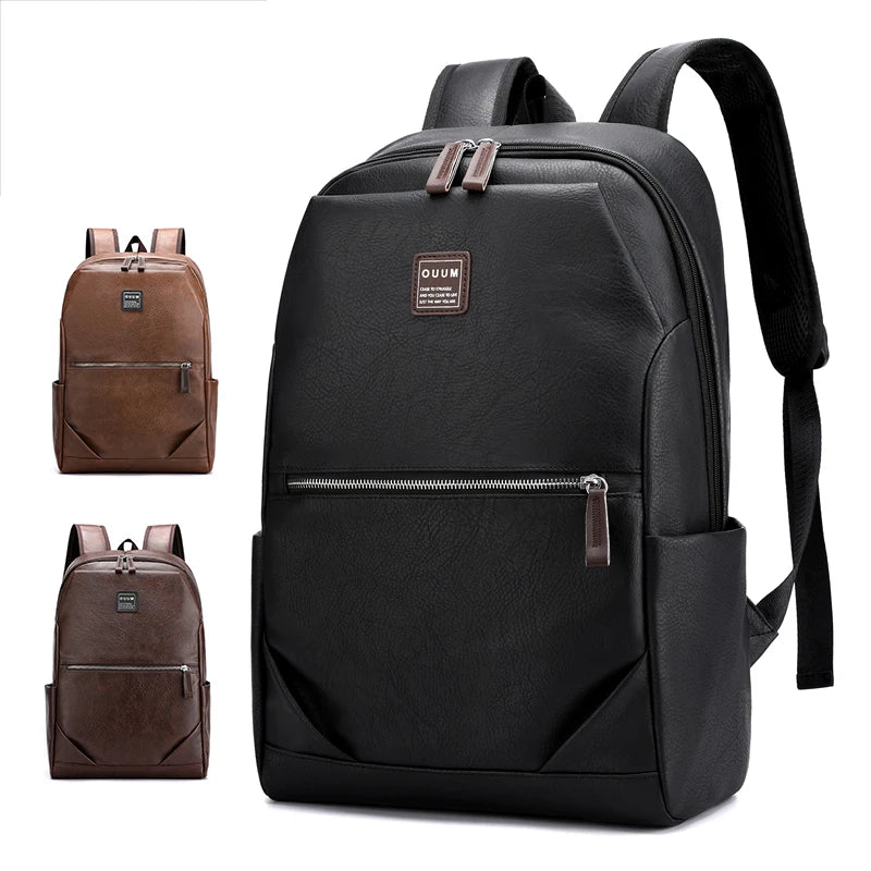 Custom New Design Men Multi Functional Waterproof PU Leather Business Laptop Bag Large School Travel Backpack