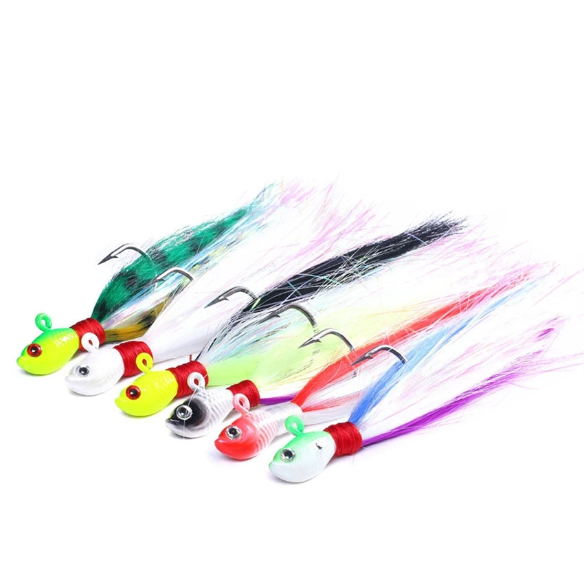 TOPRIGHT RJ008 7g/10g/14g/21g Jigging Lure Bass Fishing Lure Bucktail Jig for Stripers Bucktail Jig Stripers