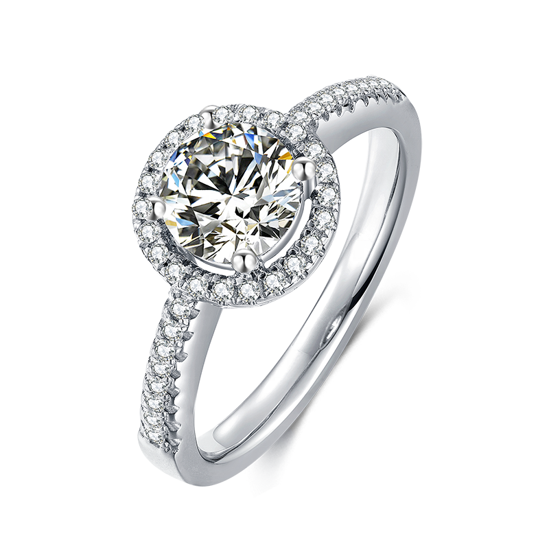 Wholesale 6.5 MM 925 Sterling Silver Round Moissanite Engagement Ring Special Design for Women's Party Gifts Loftily