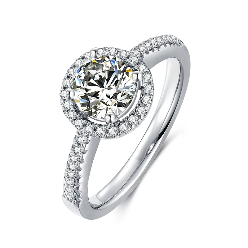 Wholesale 6.5 MM 925 Sterling Silver Round Moissanite Engagement Ring Special Design for Women's Party Gifts Loftily