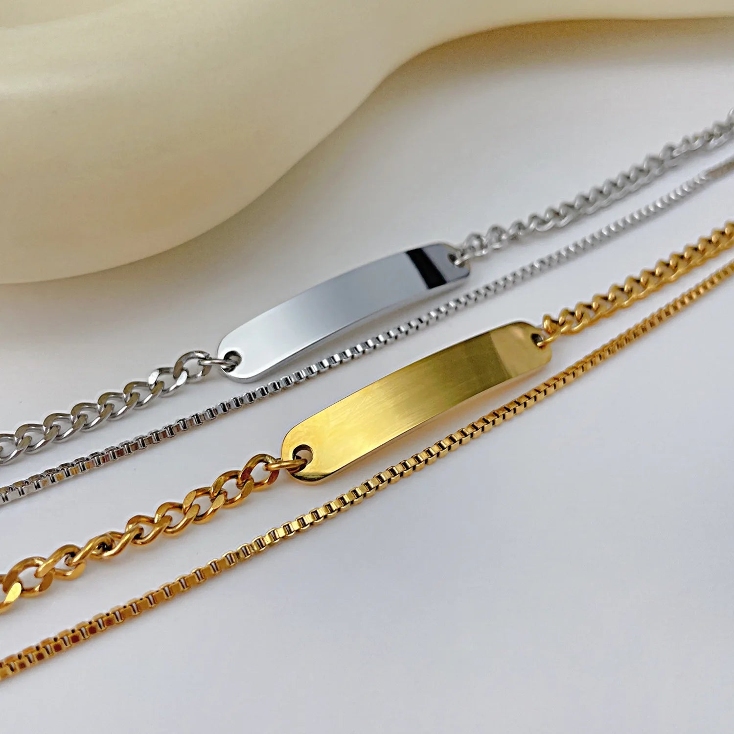 Stainless Steel Jewelry High Quality Double Layers Adjustable Charm Bracelet for Women Girl 1368