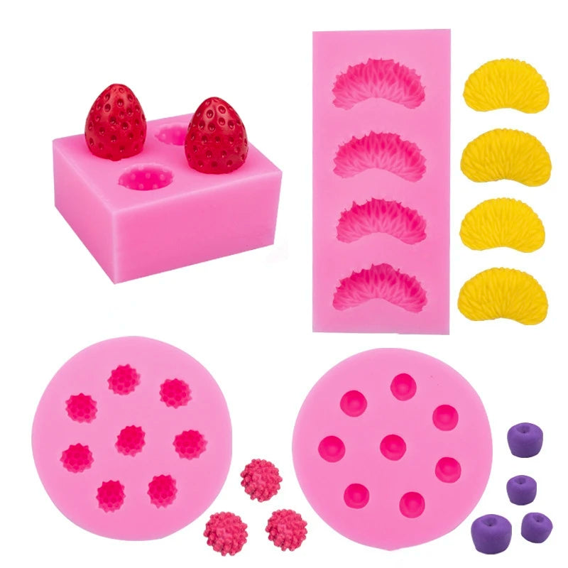 Fruit Orange Strawberry Blueberry Candy Silicone Mold Fondant Cake Decoration Silicone Baking Mold