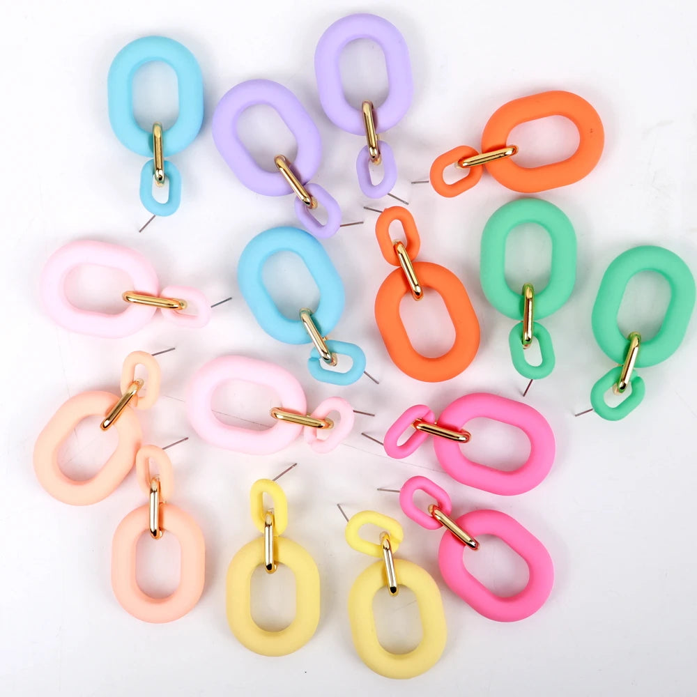 Summer on New Candy Color Frosted Chain Colorful Custom Length Cute Acrylic Earrings Wholesale