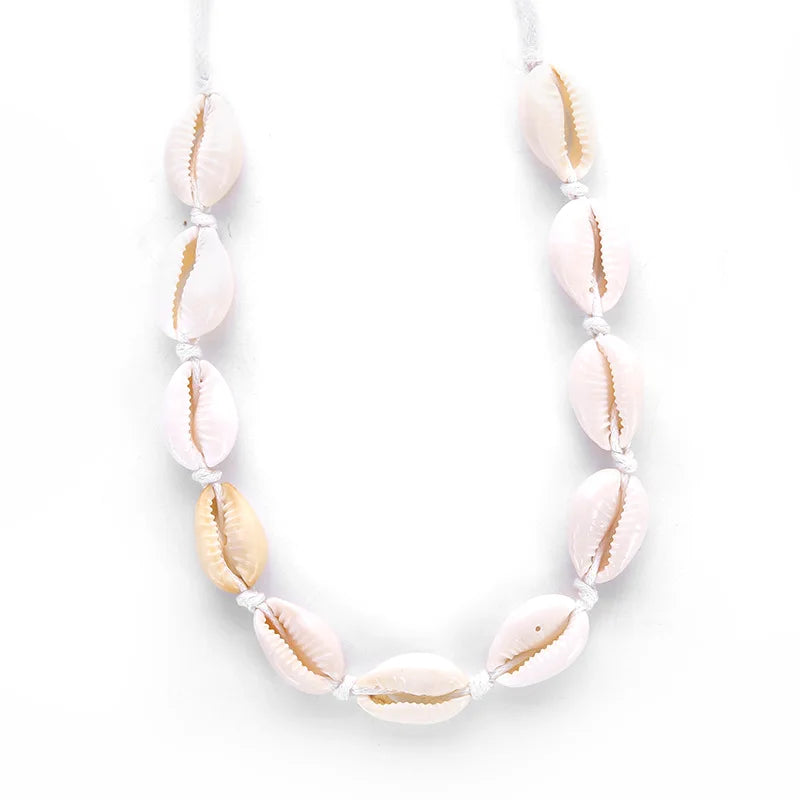 AA00221 White Handmade Summer Beach Seashell Necklace Jewelry Bead Shell Necklace for Women Girls Gift