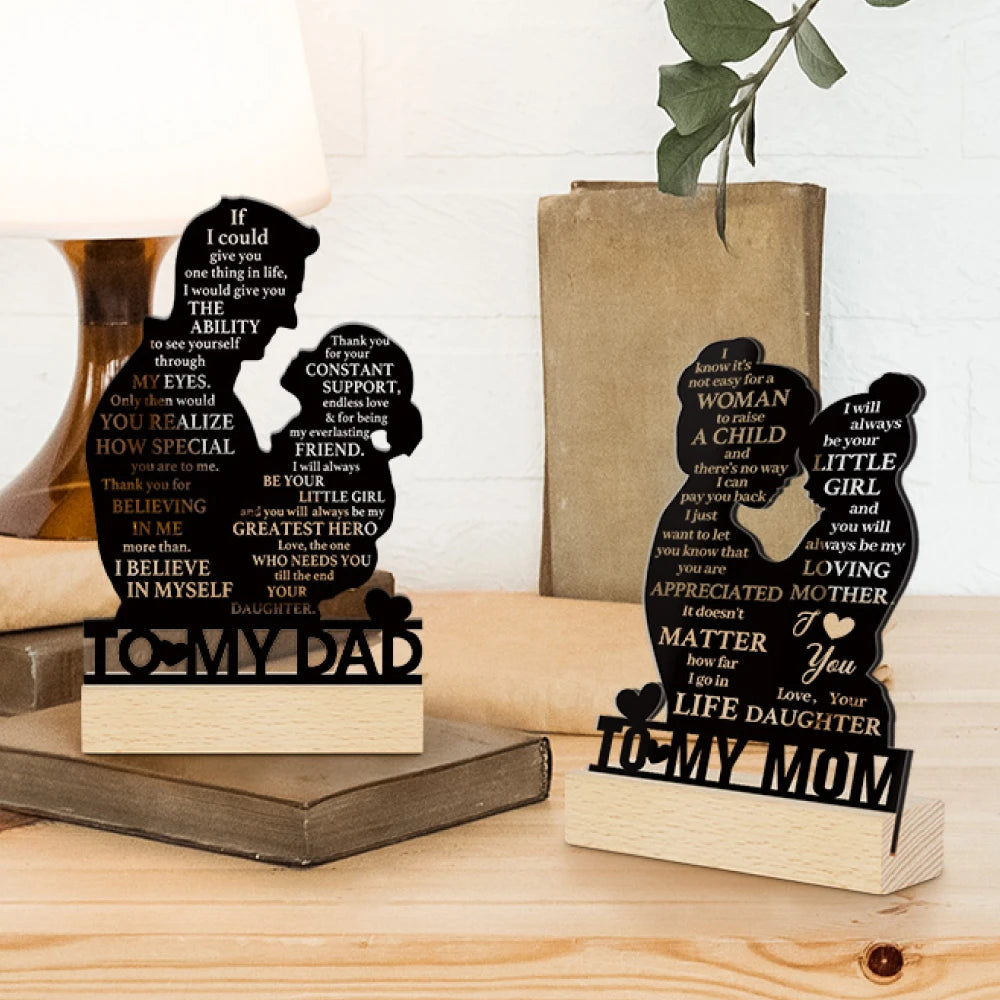 Personalized Character Acrylic Family Figurine Table Ornament with Wooden Base for Meaningful Gifts