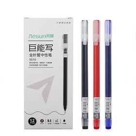 Large Capacity Full Needle Tube Carbon Pen 12pcs Box Simple Student Office Stationery Gel Pen