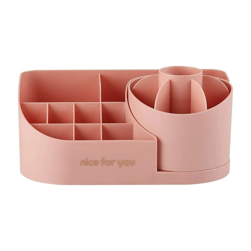 OWNSWING Makeup Organizer with Rotating Brush Holder for Vanity Large Capacity Cosmetic Display Case Makeup Brush Holder