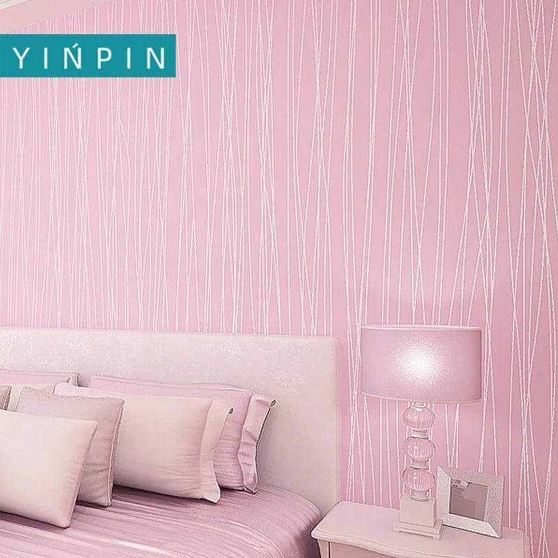 Modern Waterproof Stick and Peel Moonlight Forest Pink Non Woven Wallpaper Rolls for Bedroom and Household Decor