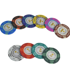 Wholesale Custom Logo Monte Carlo Dollar Pattern Real Clay Poker Chips 14g Blank Chips with Tray Option