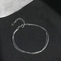 Exquisite 925 Sterling Silver Simple Snake Bone Chain Bangle Bracelets Adjustable Multi Layers Snake Chain Bracelets