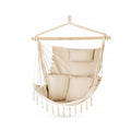 Modern Bohemian Macrame Canvas Hammock Chair Portable Outdoor Park Furniture with Three Fabric Pillows Hanging