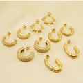 Wholesale Fashion Gold Plated Stainless Steel Waterproof Jewelry Minimalist Crystal Cubic Zircon Stone Stud Earrings Set