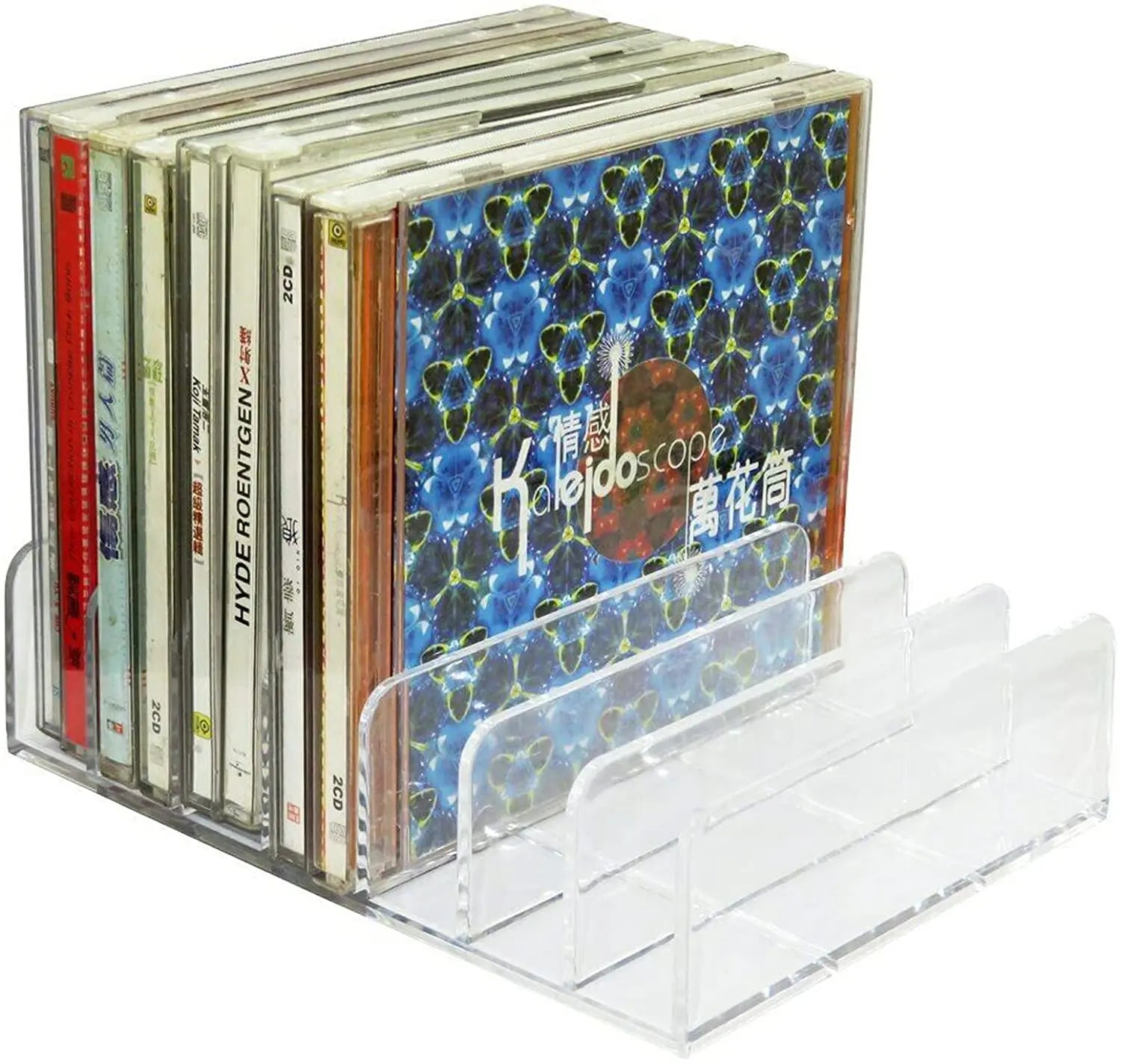 Clear Acrylic CD  Holder DVD Storage Box CD Display Rack DVD Stand Holds up to 14 Standard CD Cases for Media Shelf Storage