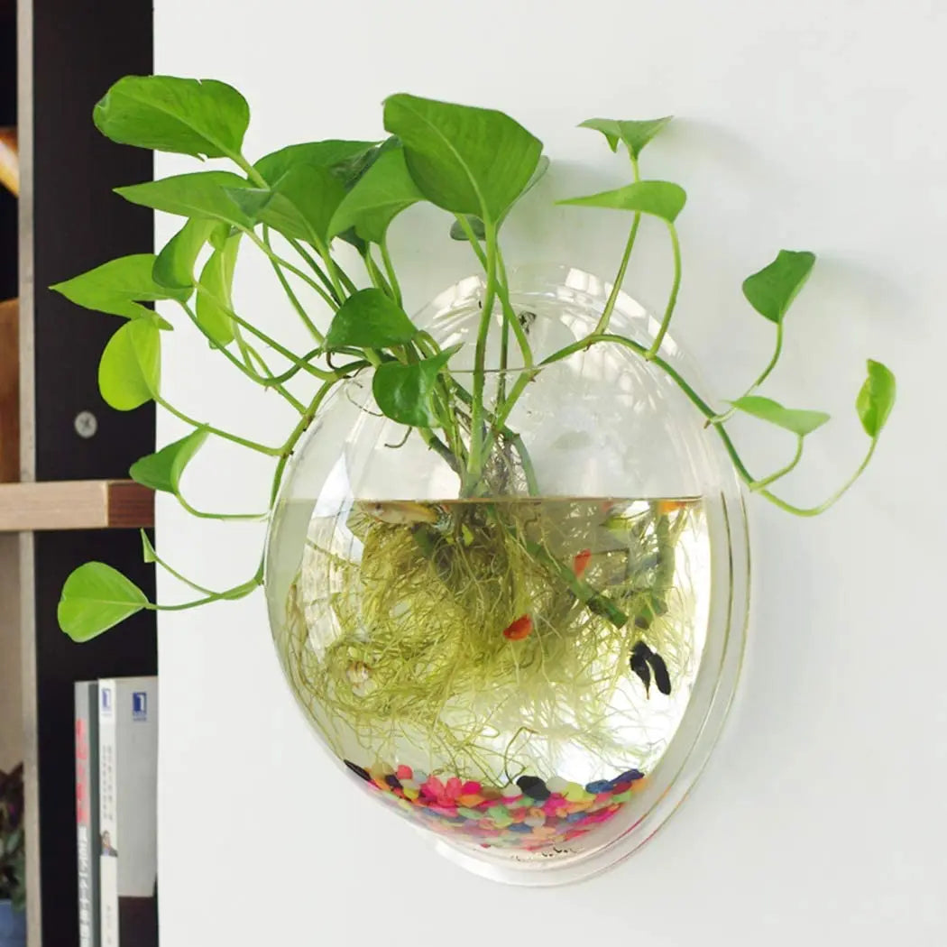Wall Fish Bubble Wall Hanging Bowl Clear Acrylic Vase Flower Plant Pot Aquarium 9 in Aquarium for Fish Flower