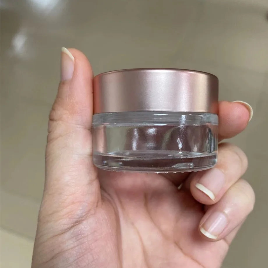 In Stock 5g 10g 15g 20g 25g 30g 50g 60g 100g Refillable Clear/frostd Glass Cosmetics Cream Jar Rose Gold  for Eye/face Cream