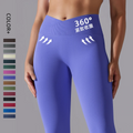 New Workout Gym Scrunch Butt Seamless Tight Sports Nylon High Waist Yoga Pants Crossover V Back Leggings