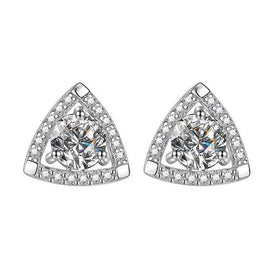 XEZ015 Women's 8A Premium Moissanite Triangle Earrings 925 Sterling Silver Studs New Arrival Hypoallergenic
