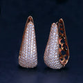 Sparkly Luxury Brass U Shape Rose Gold Plated Full Micro Paved Round Cubic Zircon CZ Stone Big Hoop Earrings for Women Gift