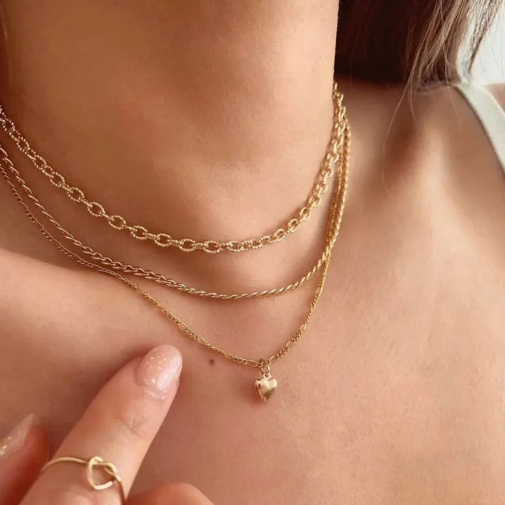 VKME Fashion New Gold Plated Multi Layer Heart Necklace for Women Party Gift